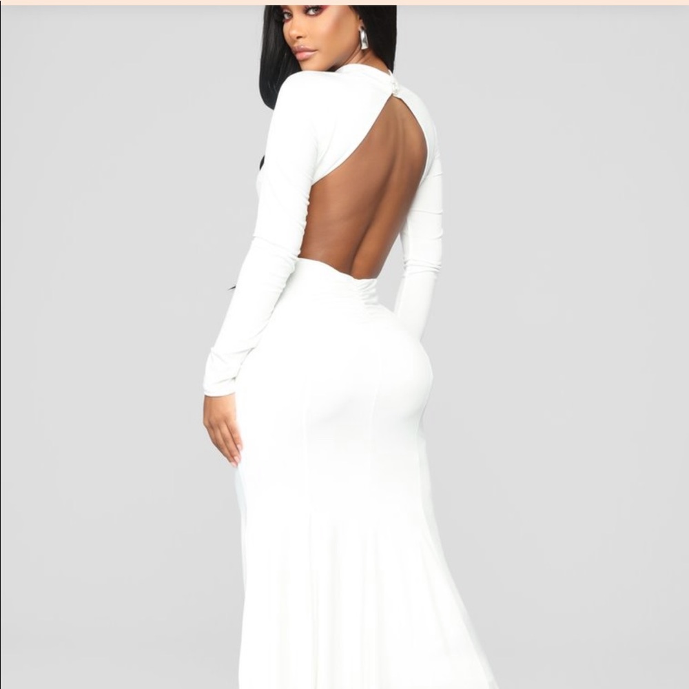 White Backless Long Dress NWT
